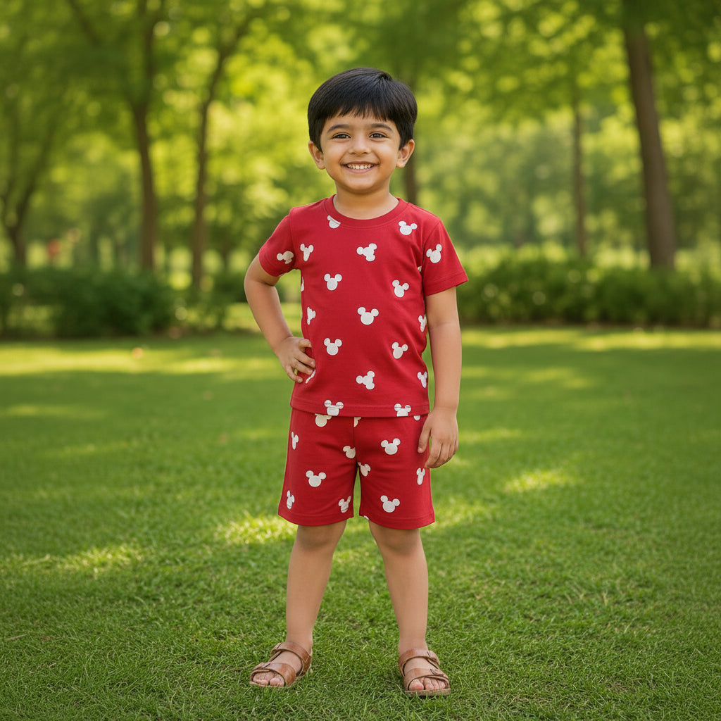 Red Mickey Mouse Unisex Co-ord Set