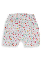 Floral White Cotton Shorts