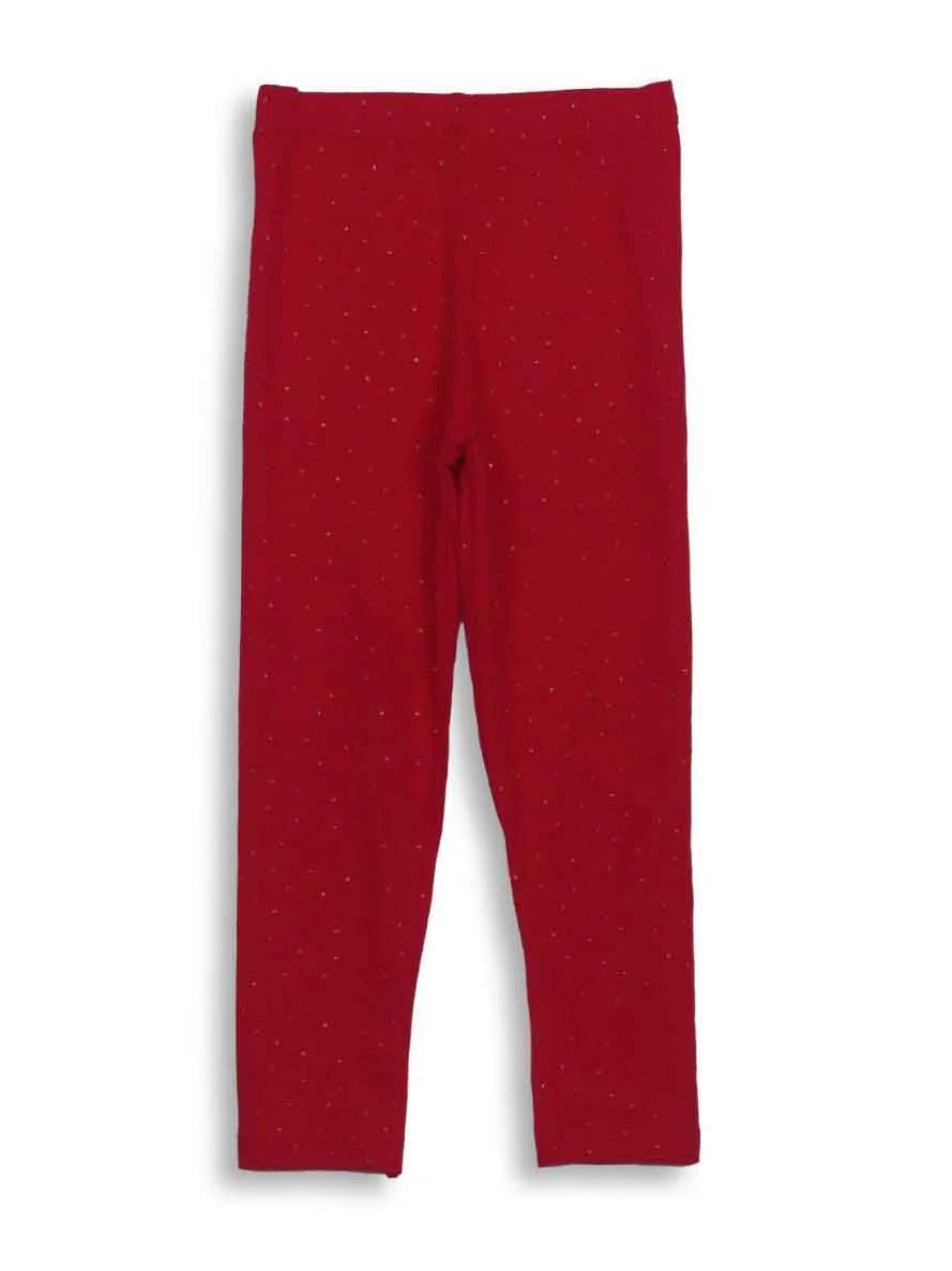 Red Glitter Dotted Leggings